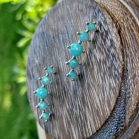 Jewelry - Aqua Opalescent Bubble Crawlers, earrings